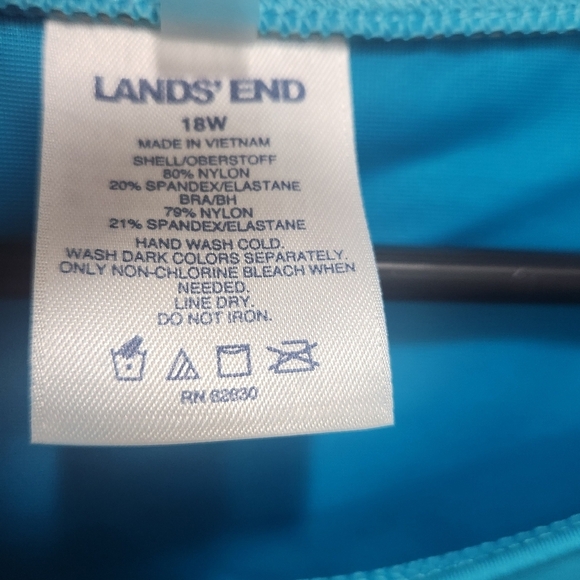 Lands End Turquiose Tropical Floral Tankini Swim Top Plus 18W Modest Beach *Flaw - Picture 2 of 6